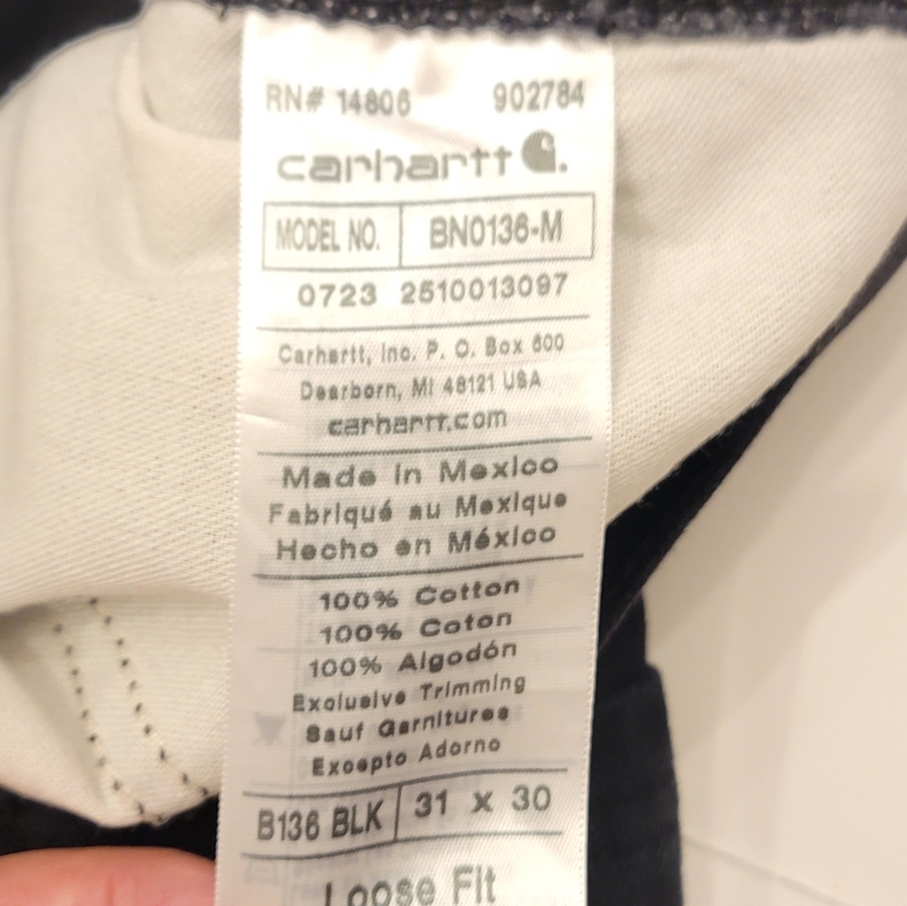 Carhartt Loose Straight Washed Duck Double-Front Jeans Black B136 Men's 30x29 - Picture 11 of 16